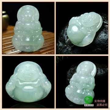佳翔珠宝工厂店一手货源 天然翡翠观音佛吊坠的浅绿透水之美